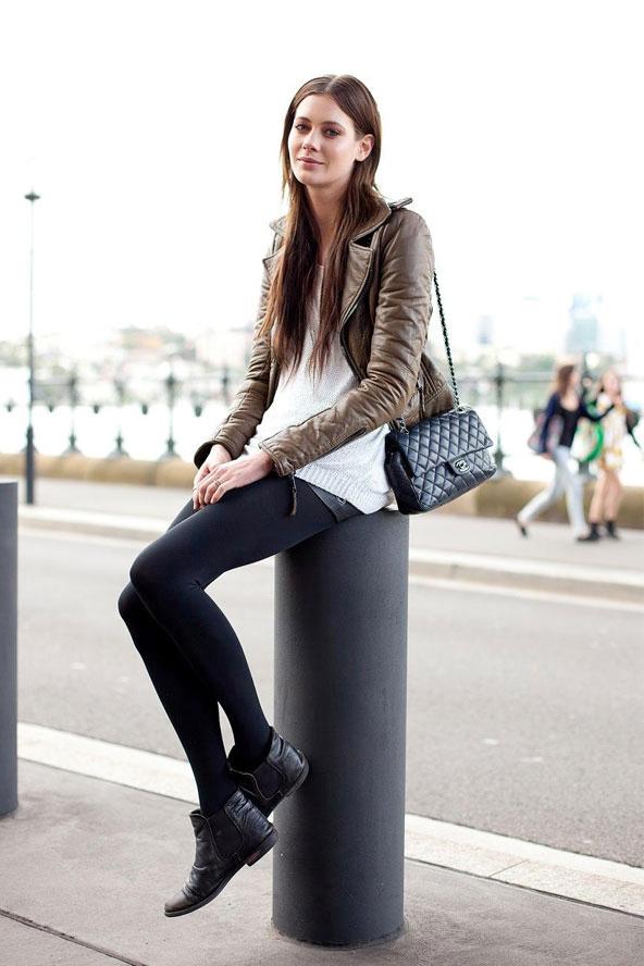 le-fashion-blog-model-off-duty-australia-street-style-taupe-leather-jacket-chanel-bag-sweater-leather-shorts-tights-ankle-boots
